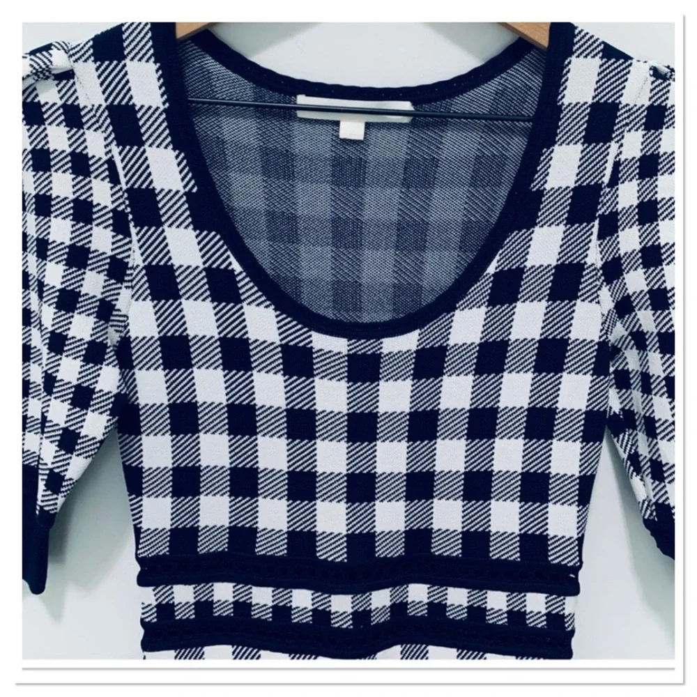 Jonathan Simkhai Gingham Knit Mini Dress Blue White Size Small